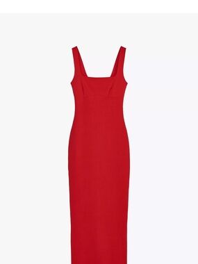 Zara Red Square-Neck Maxi Dress